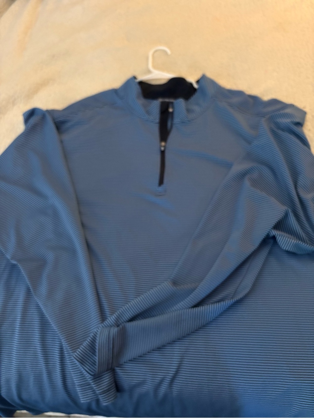 Cutter & Buck Blue Striped Quarter-Zip Pullover